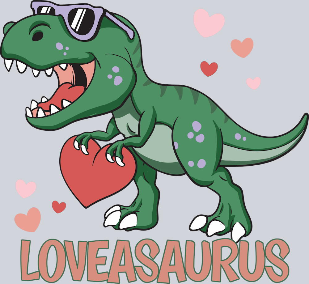 DTF Transfer Valentines - Lovesaurus