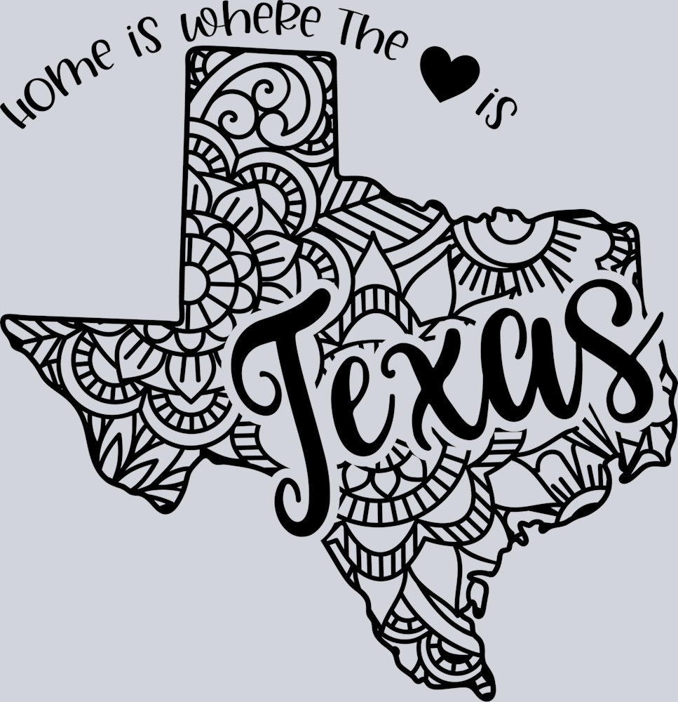DTF Transfer Texas - Home is where the Heart is