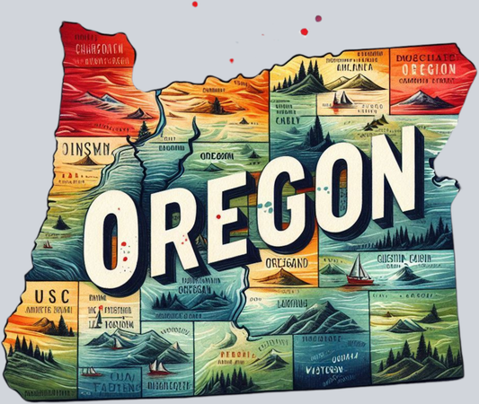 DTF Transfer Oregon - Retro Map