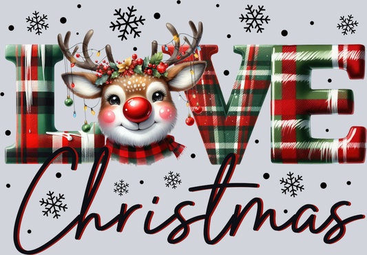 DTF Transfer Christmas - Love Christmas Plaid