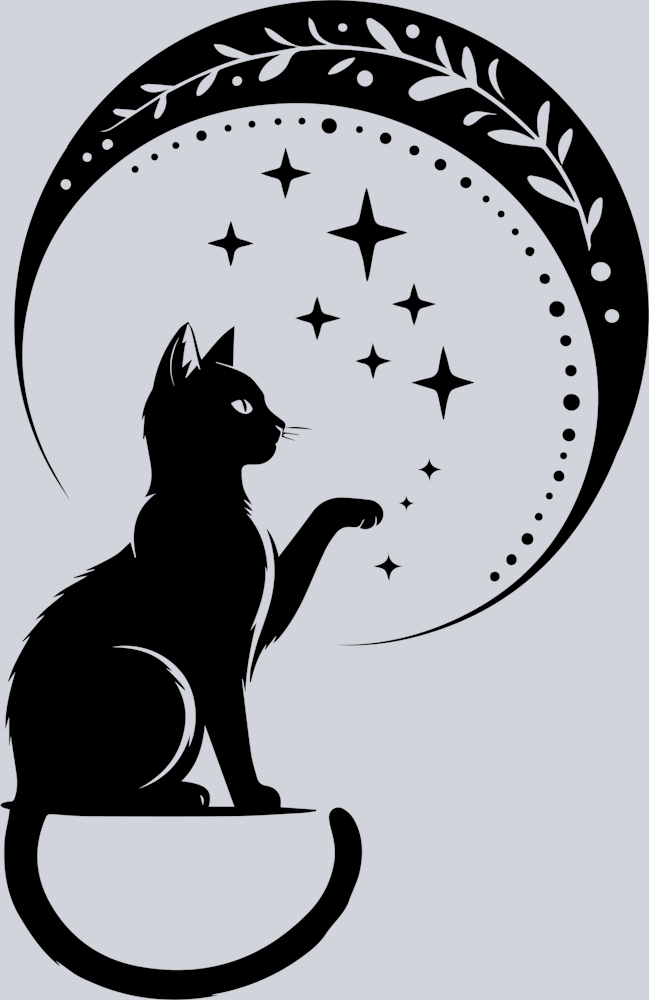 DTF Transfer Cats - Cat and Floral Moon