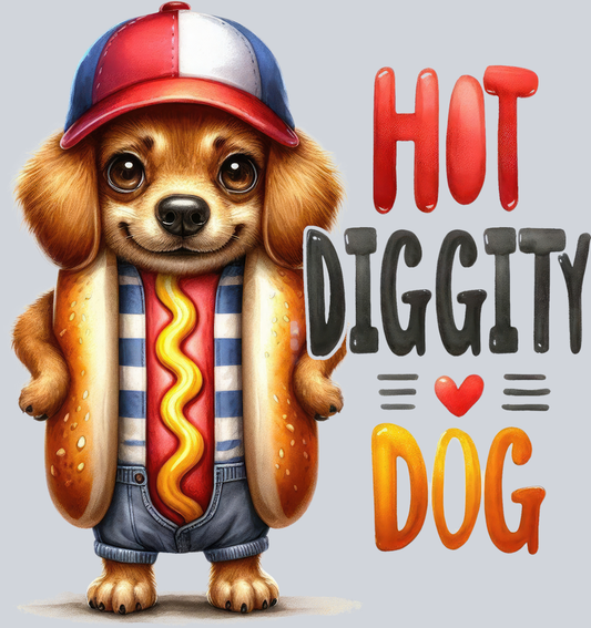DTF Transfer Dogs - Hot Diggity Dog