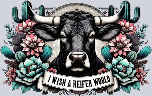 DTF Transfer Western - I Wish a Heifer Would