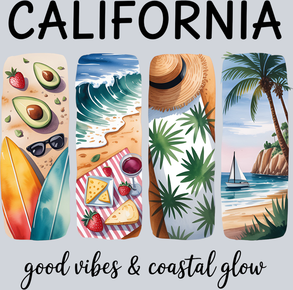 DTF Transfer California - Good Vibes & Coastal Glow