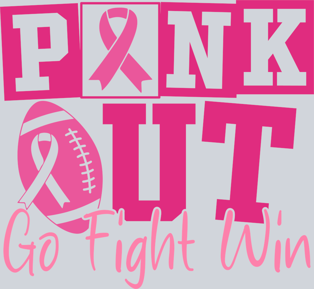DTF Transfer Football - Pink Out Go Fight Win