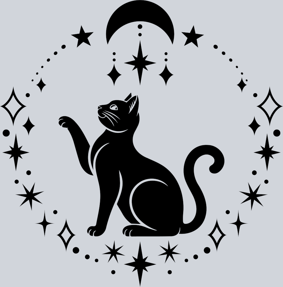 DTF Transfer Cats - Cat playing with moon and stars