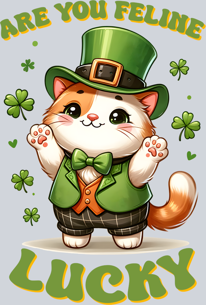 DTF Transfer St. Patrick's Day - Are you Feline Lucky