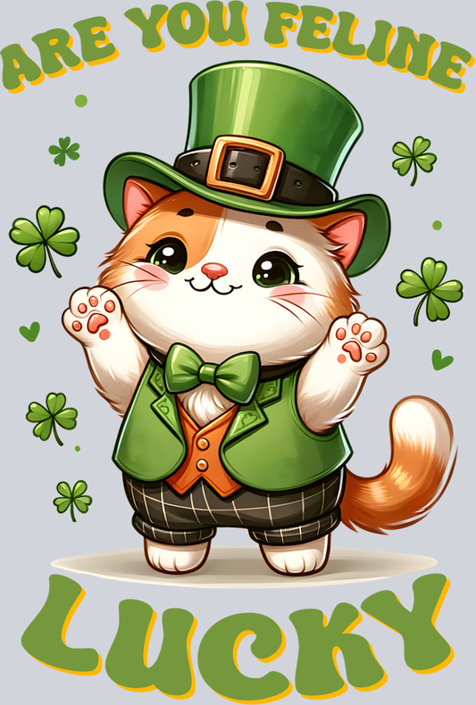 DTF Transfer St. Patrick's Day - Are you Feline Lucky
