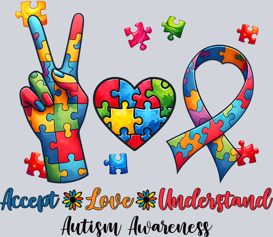 DTF Transfer Autism - Accept Love Understand Autism Awareness
