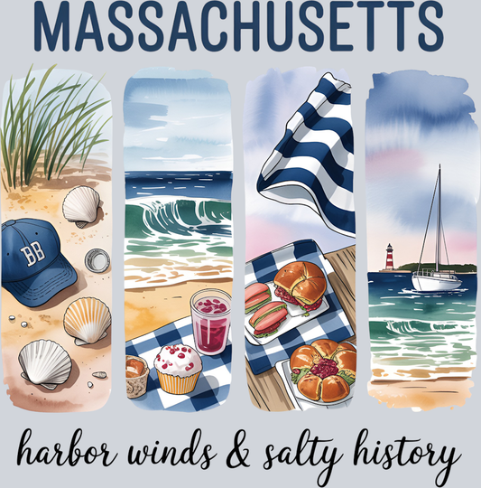 DTF Transfer Massachusetts - Harbor Winds & Salty History