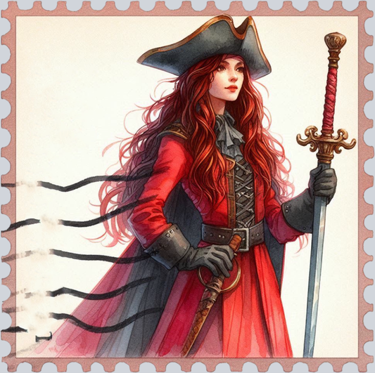 DTF Transfer High Seas - Postage Female Pirate Captain
