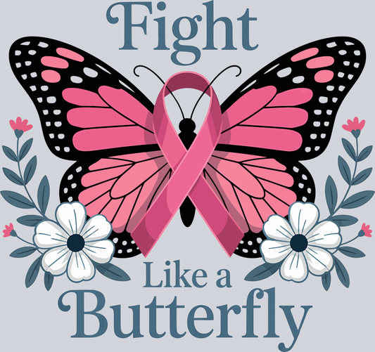 DTF Transfer Breast Cancer -  Fight like a Butterfly