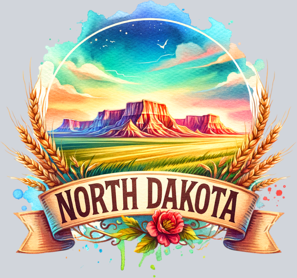 DTF Transfer North Dakota - Retro Travel