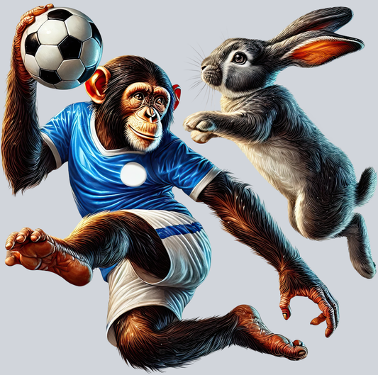DTF Transfer Soccer - Monkey and Rabbit