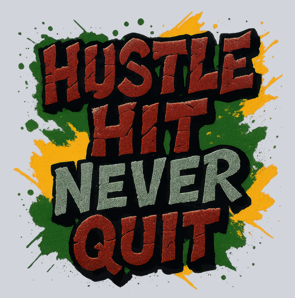 DTF Transfer Football - Hustle Hit Never Quit