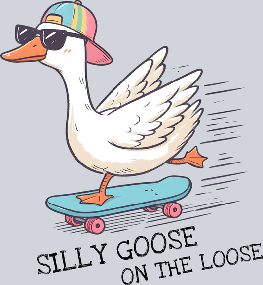 DTF Transfer Fowl - Silly Goose on the Loose Skateboard