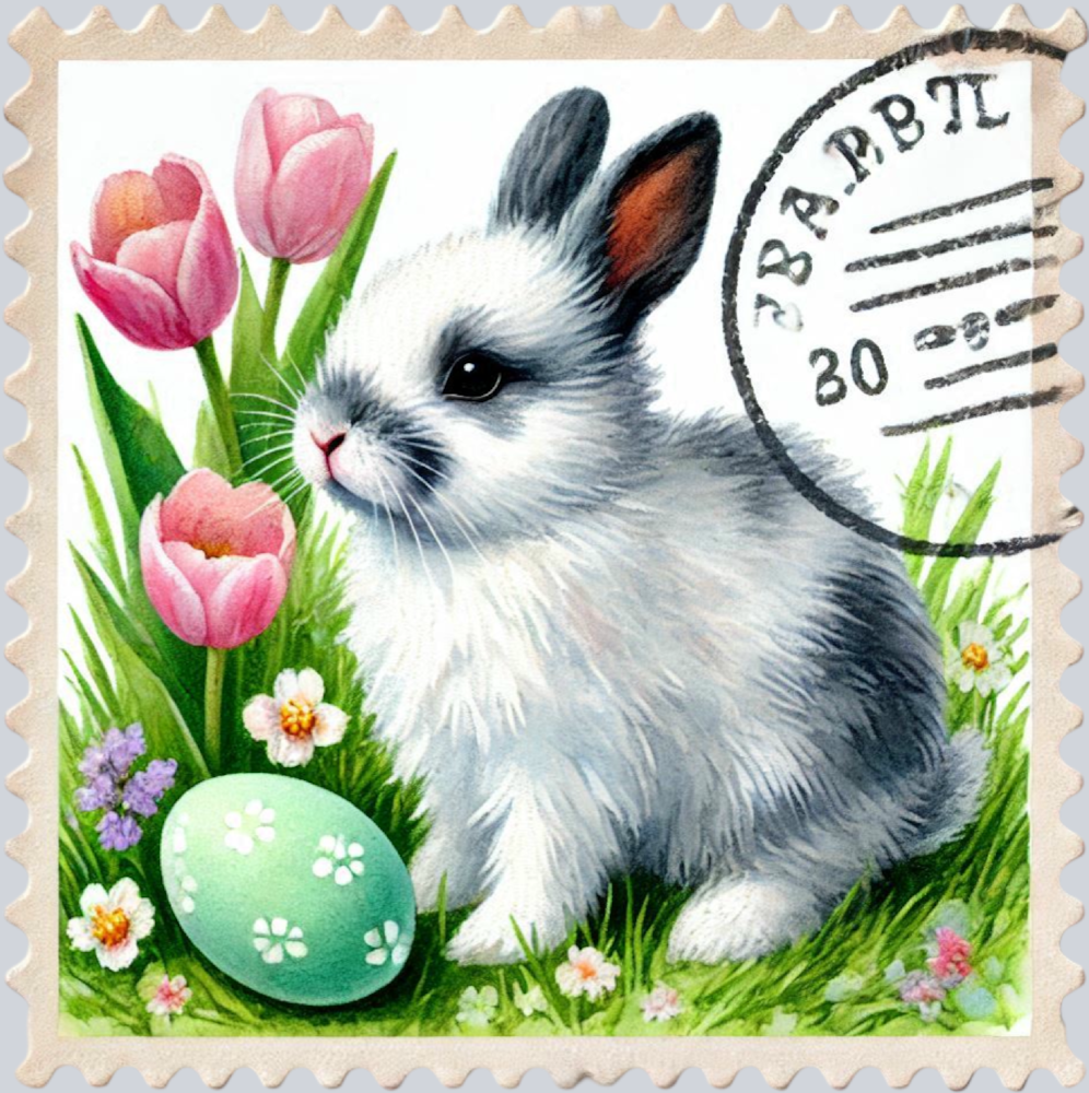 DTF Transfer Easter - Easter Bunny Vintage Postage