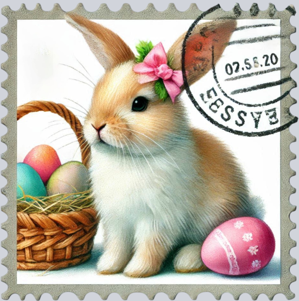 DTF Transfer Easter - Easter Rabbit Postage Stamp