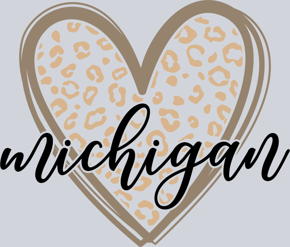 DTF Transfer Michigan - Leopard Heart
