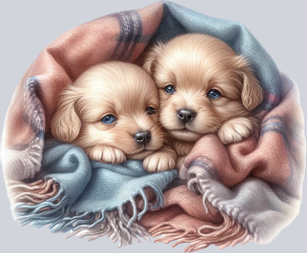 DTF Transfer Dogs - Dogs in a Blanket