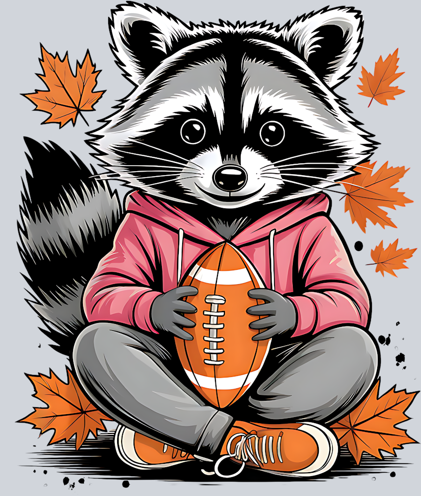 DTF Transfer Football - Raccoon Football