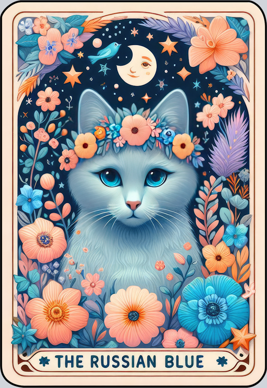 DTF Transfer Cats - Tarot Card Russian Blue