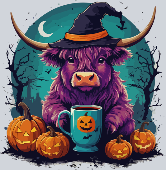 DTF Transfer Halloween - Highland Cowoween