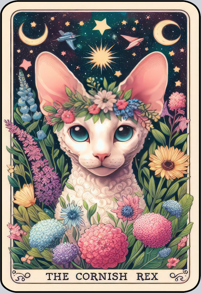DTF Transfer Cats - Tarot Card Cornish Rex