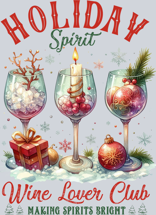 DTF Transfer Christmas - Holiday Spirit Wine Lover Club