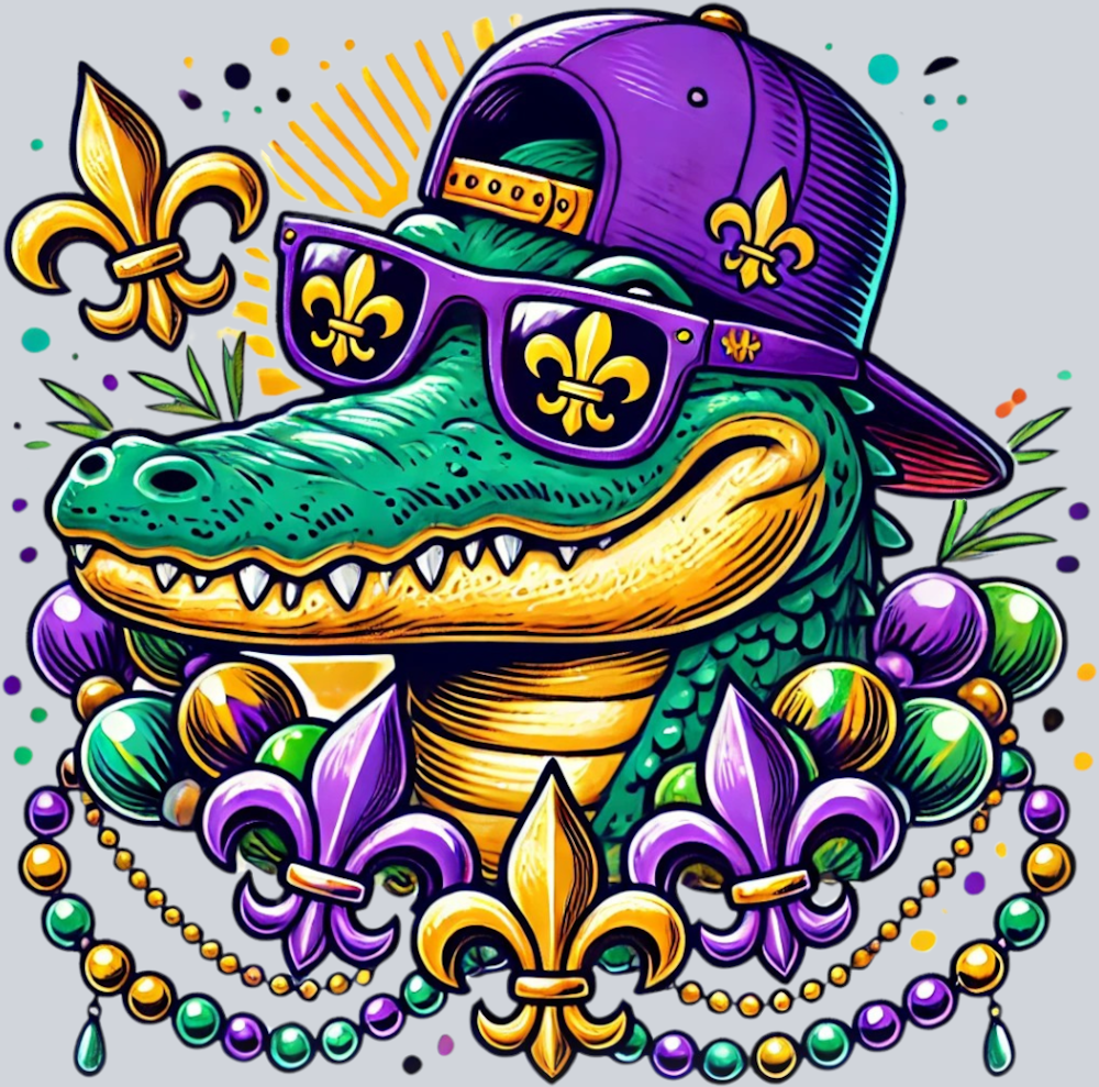 DTF Transfer Mardi Gras - Alligator