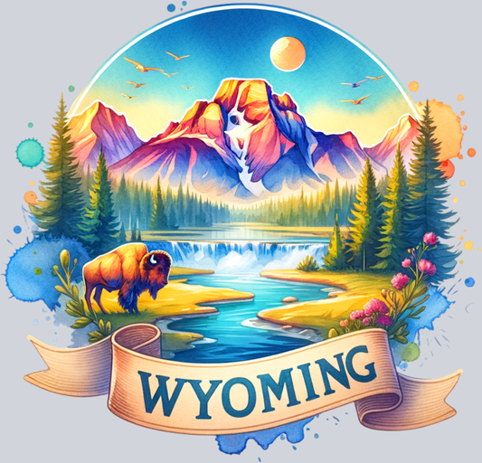 DTF Transfer Wyoming - Lone Buffalo