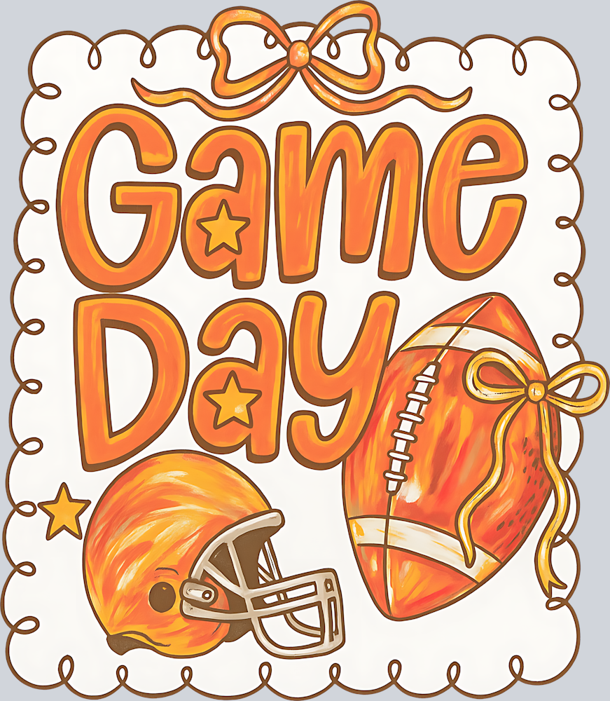 DTF Transfer Football - Game Day Orange