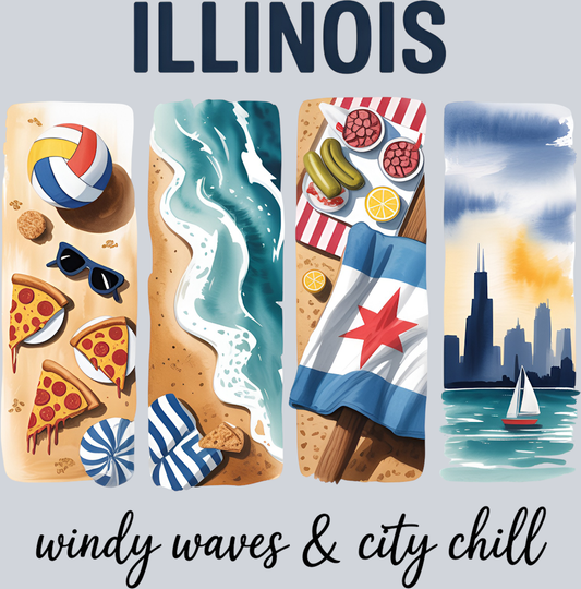 DTF Transfer Illinois - Windy Waves & City Chill