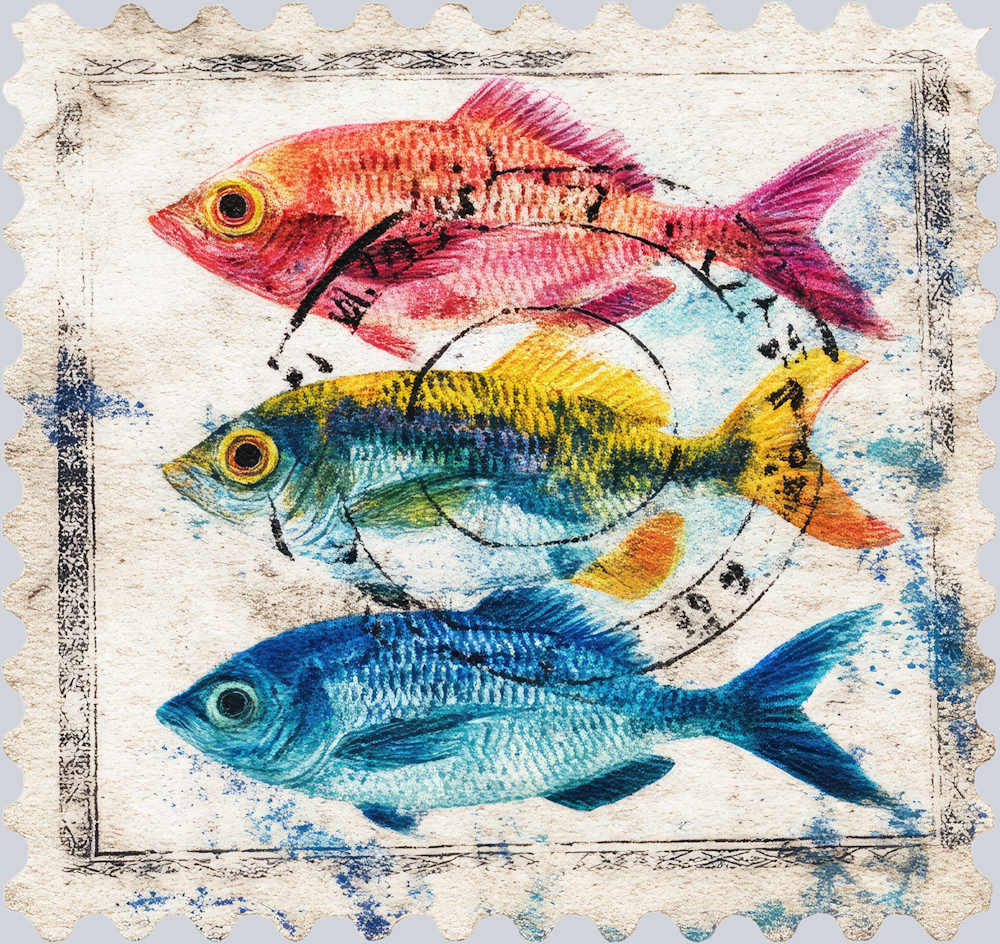 DTF Transfer High Seas - Postage Three Fish