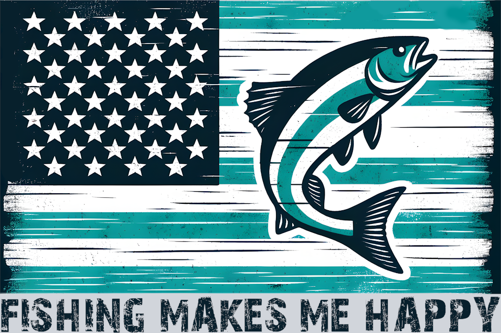 DTF Transfer Fishing - Fishing Makes me Happy