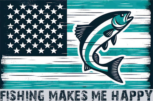 DTF Transfer Fishing - Fishing Makes me Happy