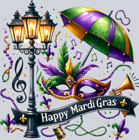 DTF Transfer Mardi Gras - Happy Mardi Gras