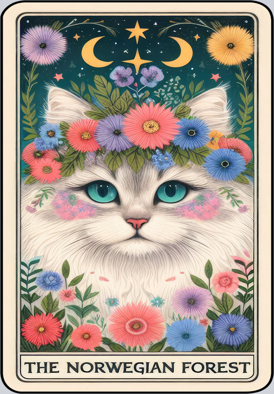 DTF Transfer Cats - Tarot Card Norwegian Forest