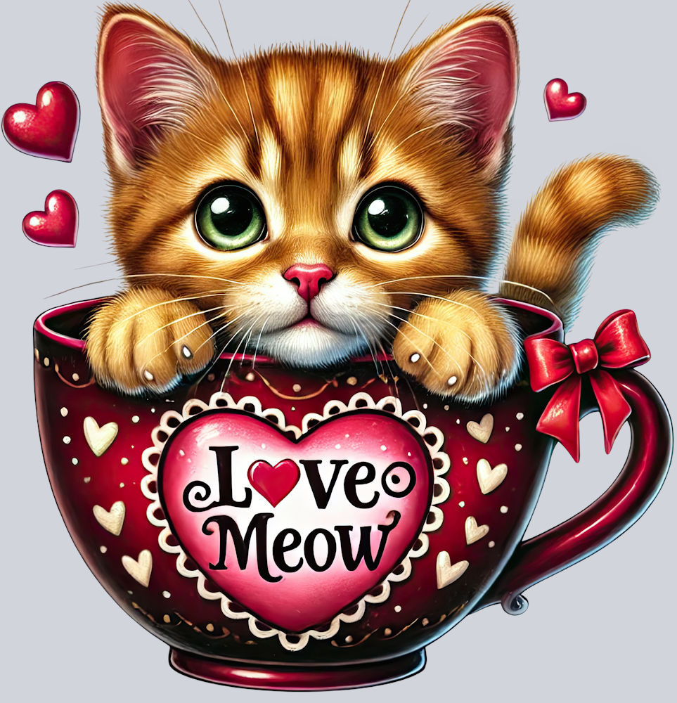 DTF Transfer Valentines - Love Meow