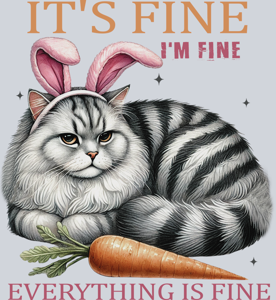DTF Transfer Easter - It's Fine I'm Fine Everything is Fine Cat