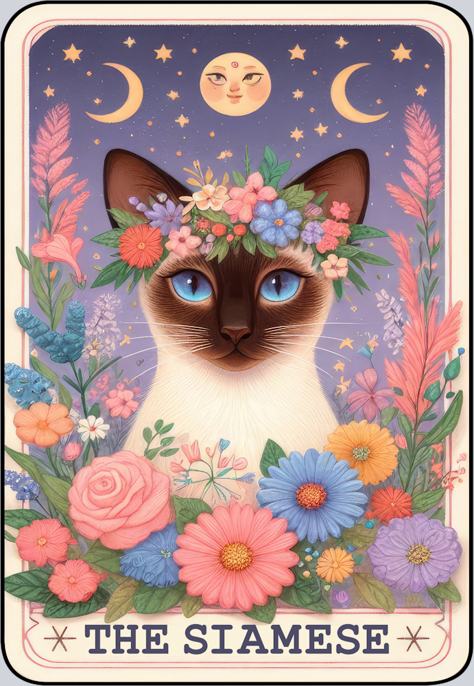 DTF Transfer Cats - Tarot Card Siamese