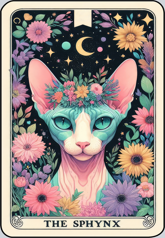 DTF Transfer Cats - Tarot Card Sphynx